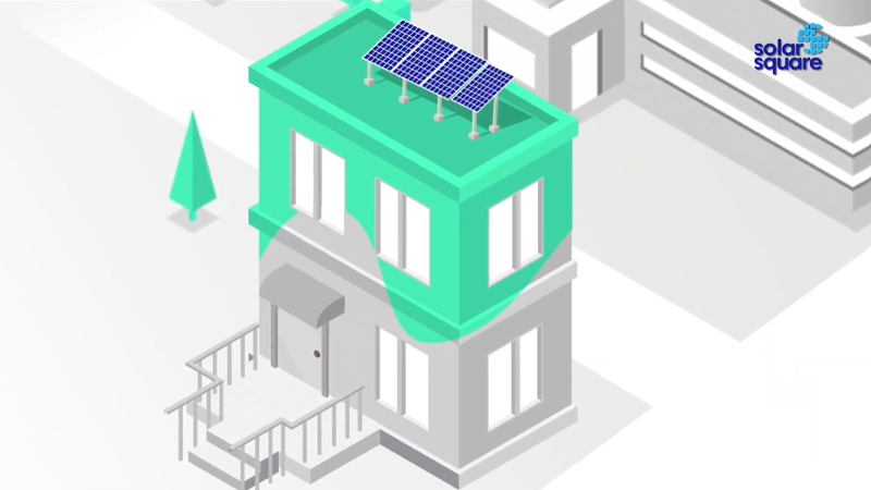 SolarSquare 2D animated explainer video on rooftop solar product USPs